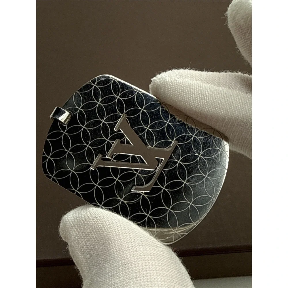 Auth Louis Vuitton LV Champs Elysees PM M65452 Pendant Top Silver Finish Men